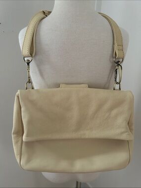 HOBO Dark Cream Leather Fold-Over Cross Body Bag